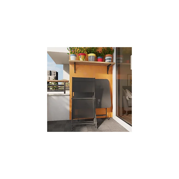 Table de jardin pliante Saba acier gris L.70 x l.70 x H.71 cm GoodHome