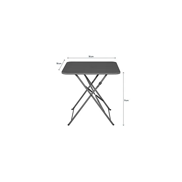 Table de jardin pliante Saba acier gris L.70 x l.70 x H.71 cm GoodHome