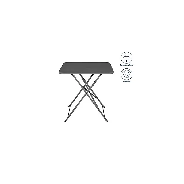 Table de jardin pliante Saba acier gris L.70 x l.70 x H.71 cm GoodHome