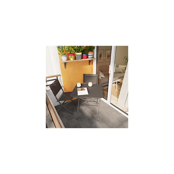 Table de jardin pliante Saba acier gris L.70 x l.70 x H.71 cm GoodHome