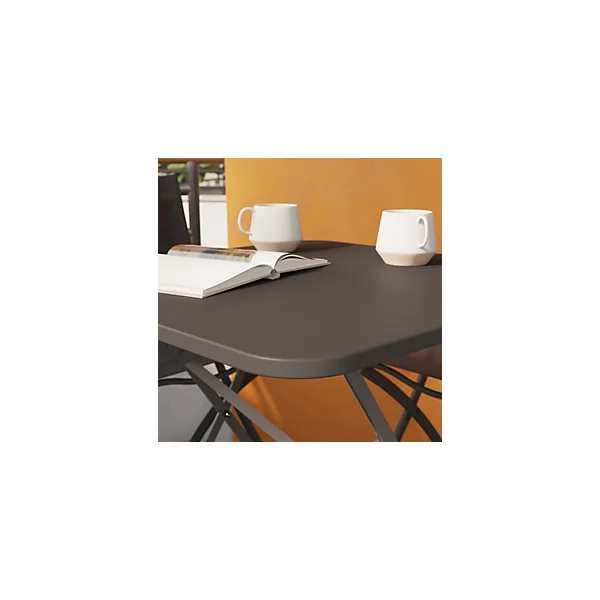 Table de jardin pliante Saba acier gris L.70 x l.70 x H.71 cm GoodHome