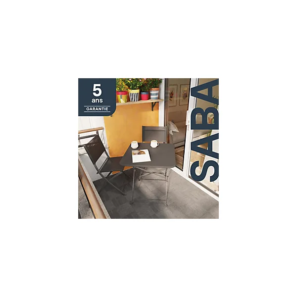 Table de jardin pliante Saba acier gris L.70 x l.70 x H.71 cm GoodHome