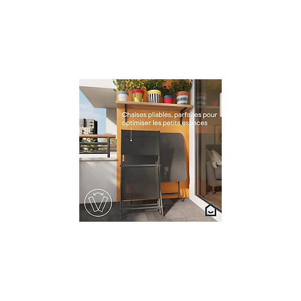 Table de jardin pliante Saba acier gris L.70 x l.70 x H.71 cm GoodHome