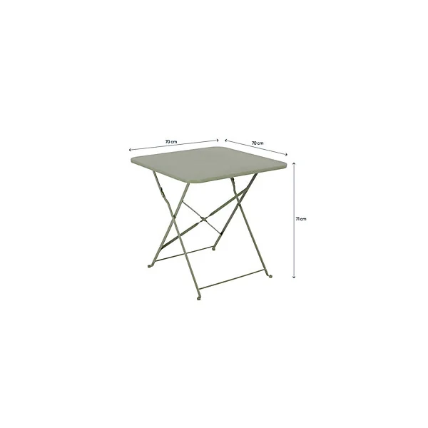 Table de jardin pliante Saba acier vert L.70 x l.70 x H.71 cm GoodHome