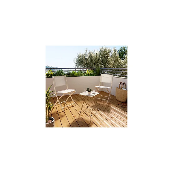 Table de jardin pliante Saba en acier coloris beige L.40 x l.40 x H.45 cm GoodHome