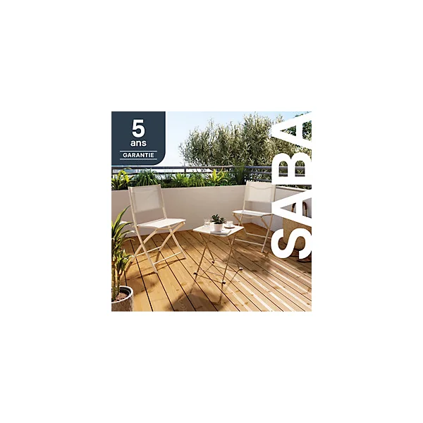 Table de jardin pliante Saba en acier coloris beige L.40 x l.40 x H.45 cm GoodHome