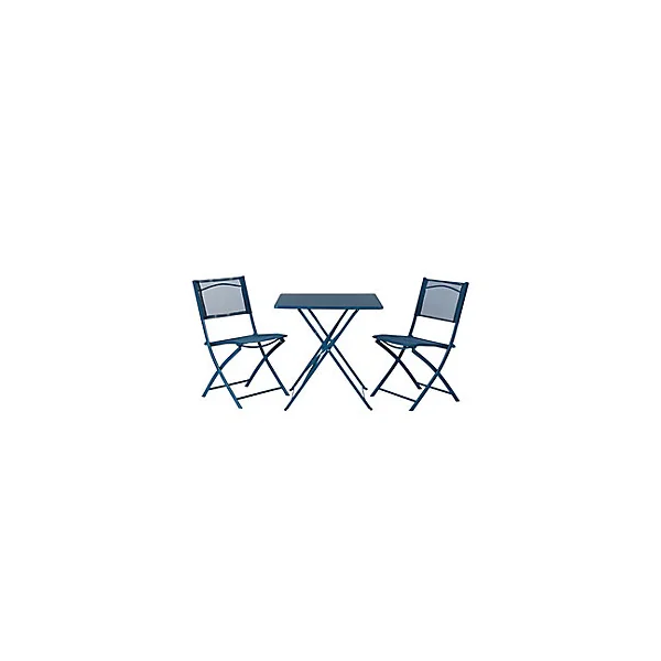 Table de jardin pliante Saba en acier coloris bleu abysse L.70 x l.70 x H.71 cm