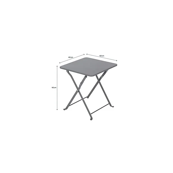 Table de jardin pliante Saba en acier coloris gris L.40 x l.40 x H.45 cm GoodHome