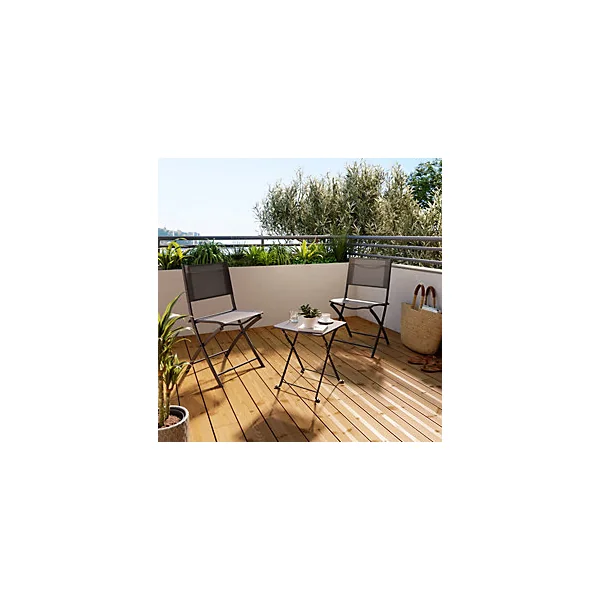 Table de jardin pliante Saba en acier coloris gris L.40 x l.40 x H.45 cm GoodHome