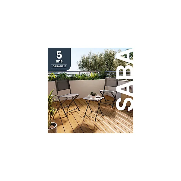 Table de jardin pliante Saba en acier coloris gris L.40 x l.40 x H.45 cm GoodHome