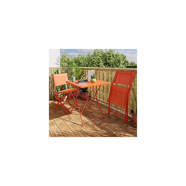 Table de jardin pliante Saba en acier coloris mango L.70 x l.70 x H.71 cm