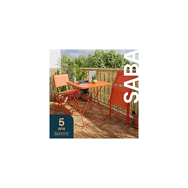Table de jardin pliante Saba en acier coloris mango L.70 x l.70 x H.71 cm