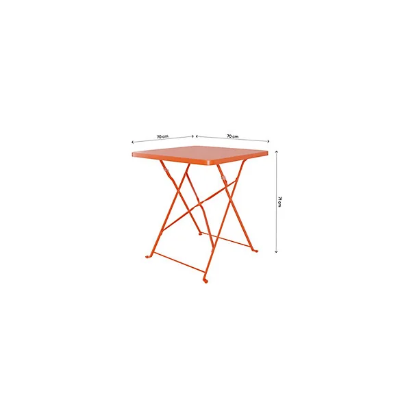 Table de jardin pliante Saba en acier coloris mango L.70 x l.70 x H.71 cm