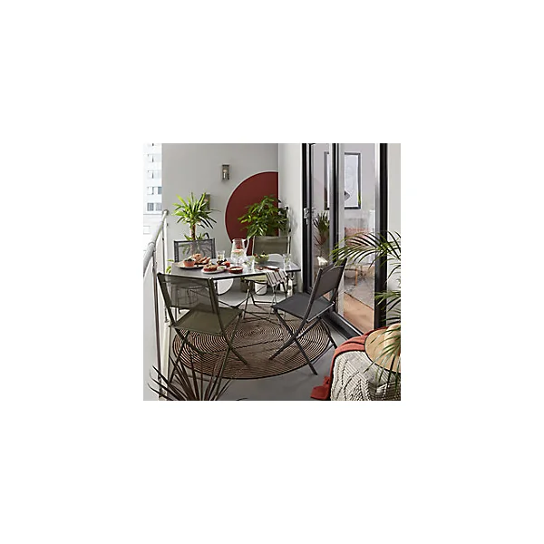 Table de jardin pliante Saba en acier coloris steel grey L.110 x l.70 x H.71 cm