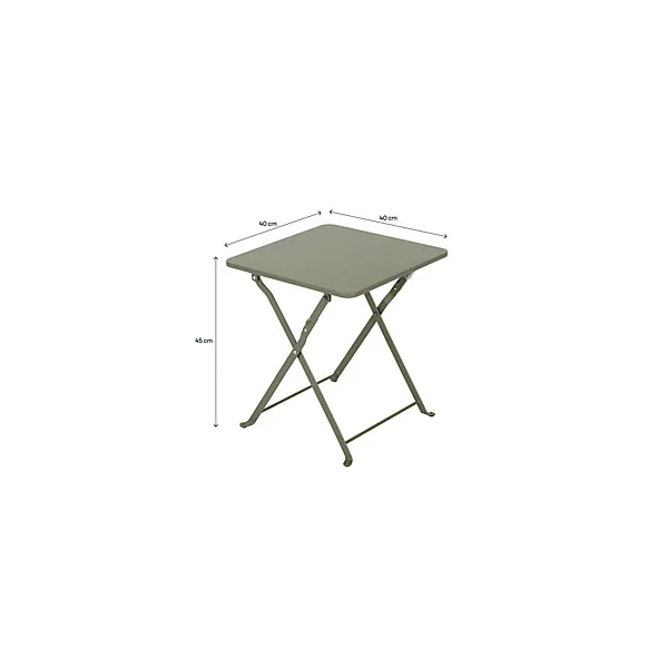 Table de jardin pliante Saba en acier coloris vert L.40 x l.40 x H.45 cm GoodHome