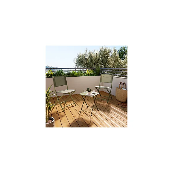 Table de jardin pliante Saba en acier coloris vert L.40 x l.40 x H.45 cm GoodHome