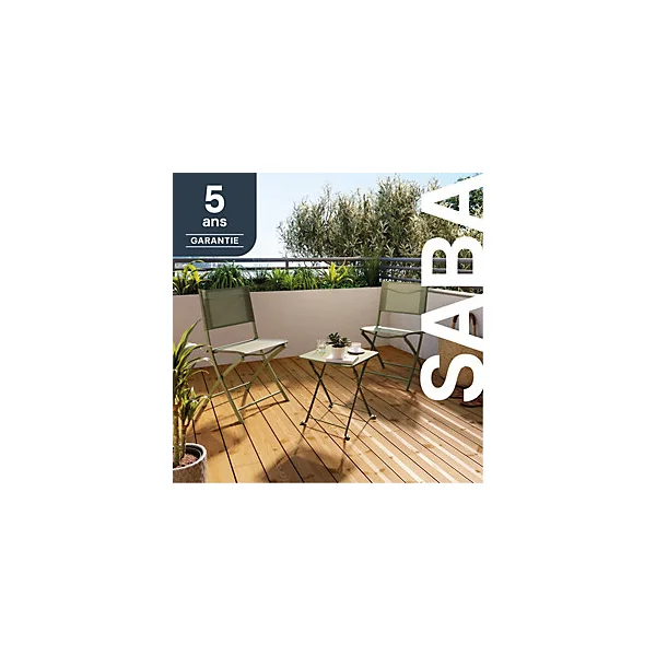 Table de jardin pliante Saba en acier coloris vert L.40 x l.40 x H.45 cm GoodHome