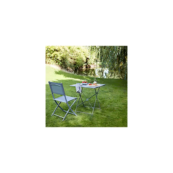 Table de jardin Saba en acier coloris gris L.70 x l.70 x H.71 cm