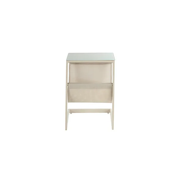 Table de jardin Santorin en aluminium et verre coloris sable L.40 x l.38 x H.56 cm
