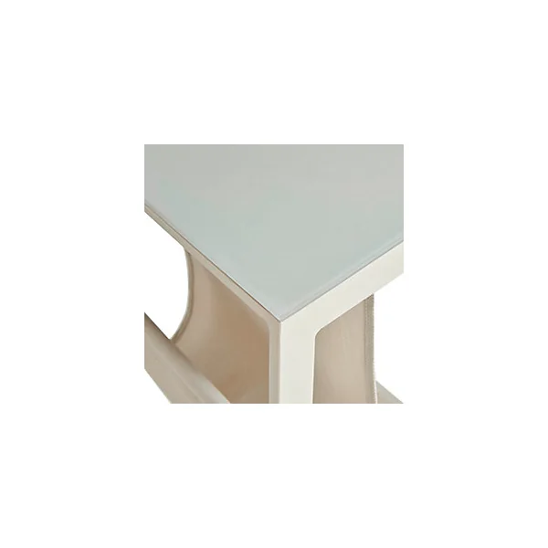 Table de jardin Santorin en aluminium et verre coloris sable L.40 x l.38 x H.56 cm
