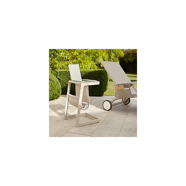 Table de jardin Santorin en aluminium et verre coloris sable L.40 x l.38 x H.56 cm