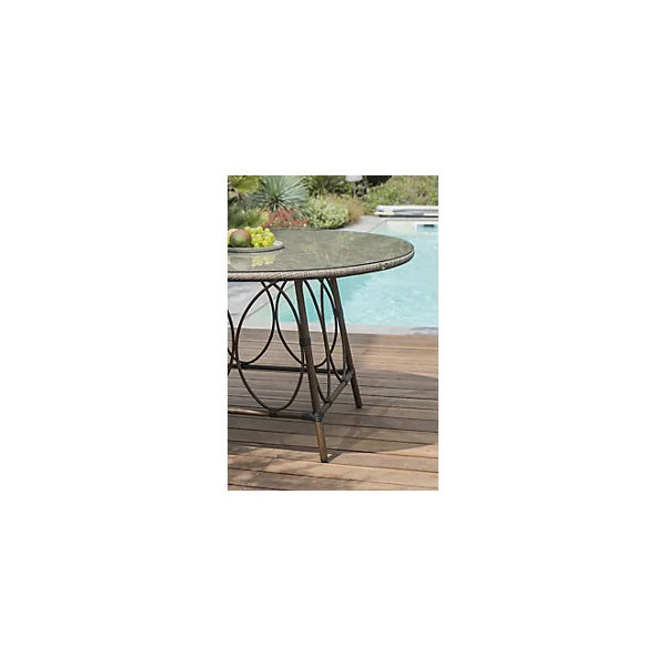 Table de jardin Ushuaia en aluminium coloris marron Ø.125 x H.74 cm - DCB GARDEN