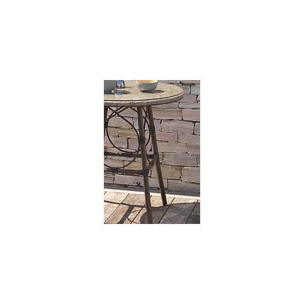 Table de jardin Ushuaia en aluminium coloris marron Ø.70 x H.74 cm - DCB GARDEN