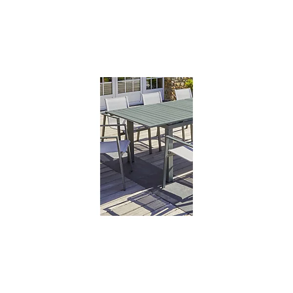 Table de jardin à rallonge automatique Miami en aluminium coloris kaki L.180/240 x l.100 x H.77 cm - DCB GARDEN