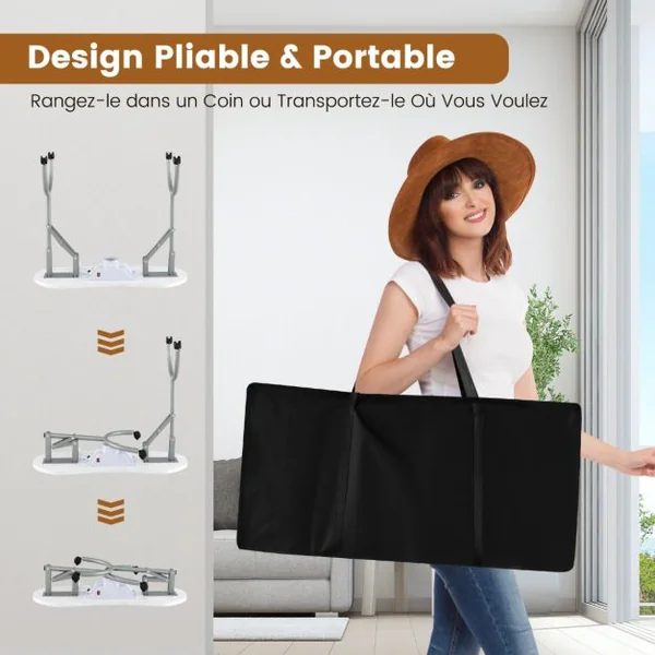 Table de Manucure Pliante avec Collecteur de Poussière Électrique Bureau d’Esthéticienne avec Lampe LED Flexible Coussin pour Poignet Blanc