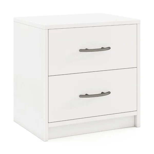 Table de Nuit à 2 Tiroirs avec Rangement Petite Table de Nuit de Sol Table d'Appoint en Bois Chêne/Blanc
