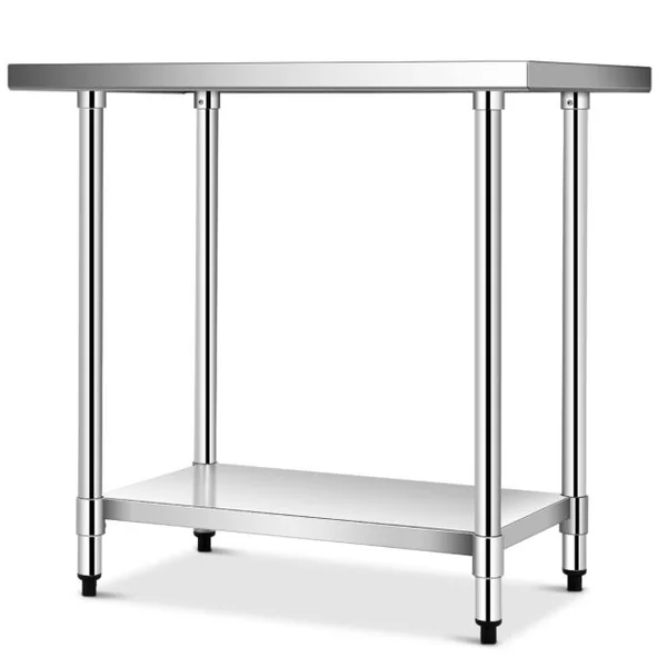 Table de Travail Cuisine 61 x 91,5 cm en Acier Inoxydable à 2 Niveaux Plateau Inférieure Réglable Charge 250 kg Argent