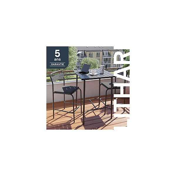 Table haute acier mat gris foncé L.76.6 x l.76 x H.106cm Lithari GoodHome