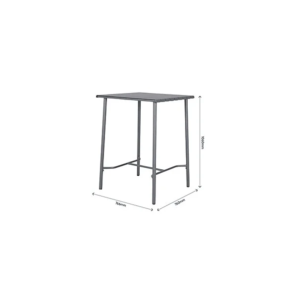 Table haute acier mat gris foncé L.76.6 x l.76 x H.106cm Lithari GoodHome