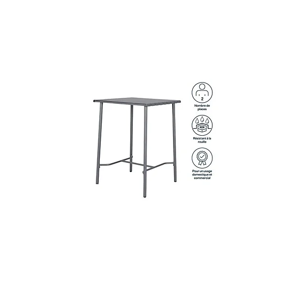 Table haute acier mat gris foncé L.76.6 x l.76 x H.106cm Lithari GoodHome