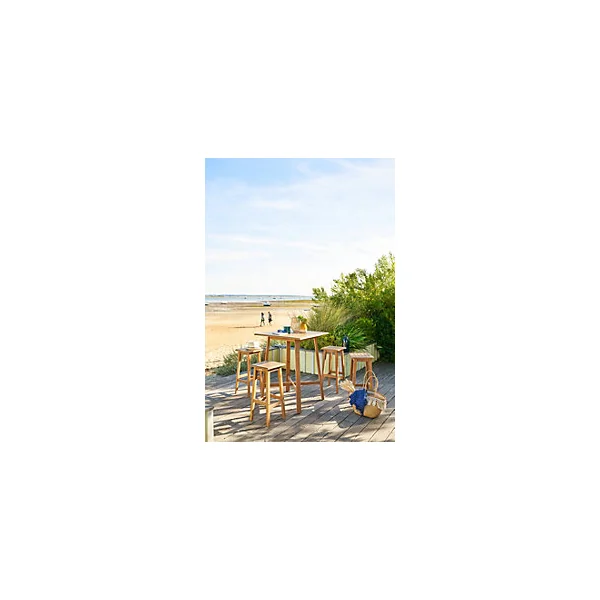 Table haute de jardin Tiwi bois d'acacia l.80 x H.102 cm