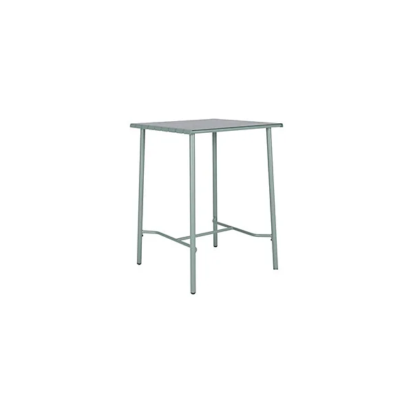 Table haute Lithari GoodHome acier mat vert laurier L.76.6 x l.76 x H.106cm