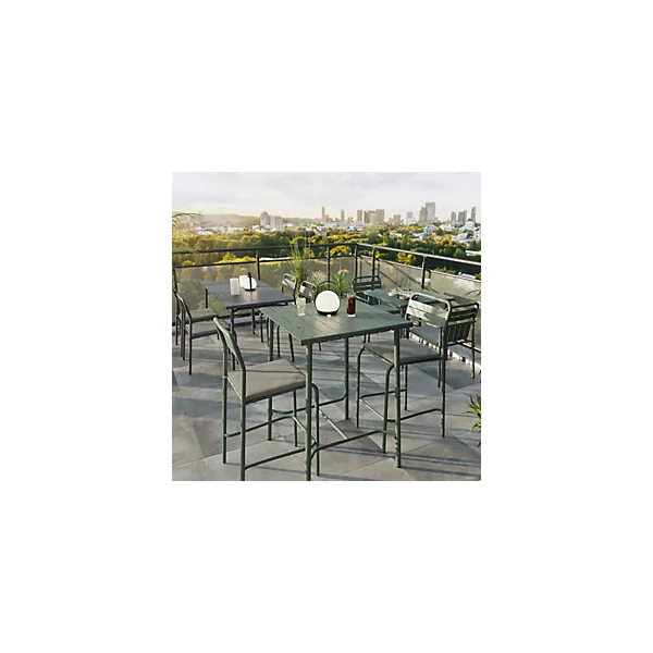 Table haute Lithari GoodHome acier mat vert laurier L.76.6 x l.76 x H.106cm