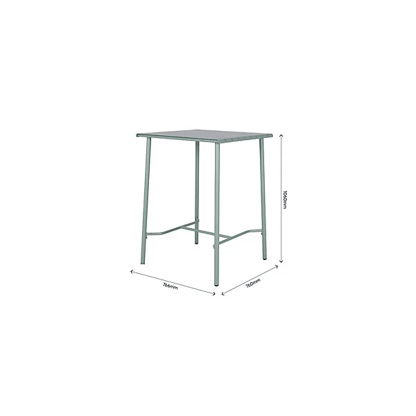 Table haute Lithari GoodHome acier mat vert laurier L.76.6 x l.76 x H.106cm