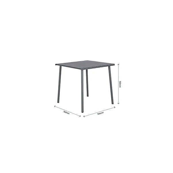 Table Lithari GoodHome acier mat gris foncé L.76.6 x l.76 x H.75cm