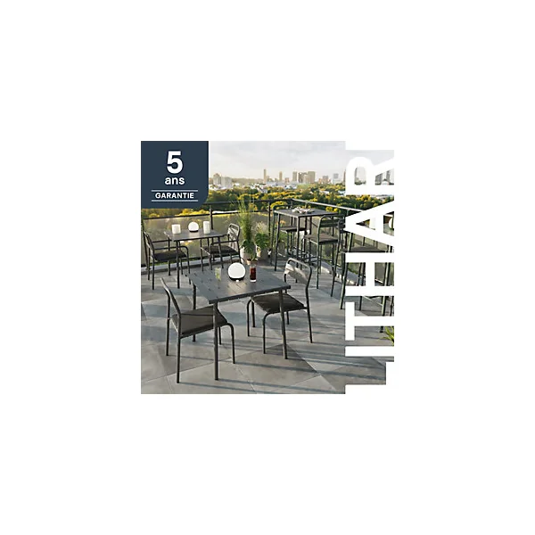 Table Lithari GoodHome acier mat gris foncé L.76.6 x l.76 x H.75cm
