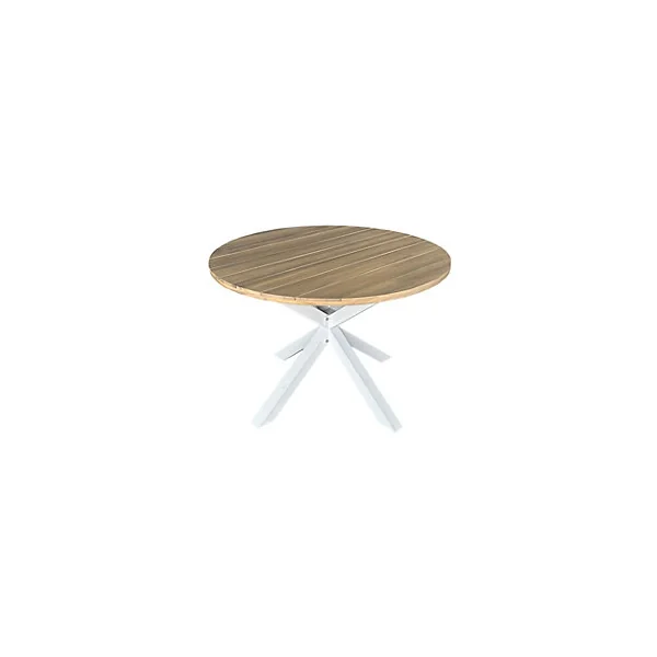 Table ronde de jardin Oria aluminium et bois d'acacia ⌀111,5 x H.74 cm Proloisirs