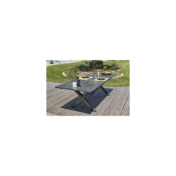 Table à rallonge rectangulaire en aluminium et verre extensible floride DCB Garden mat gris anthracite H. 77cm x l. 100cm