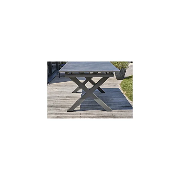 Table à rallonge rectangulaire en aluminium et verre extensible floride DCB Garden mat gris anthracite H. 77cm x l. 100cm