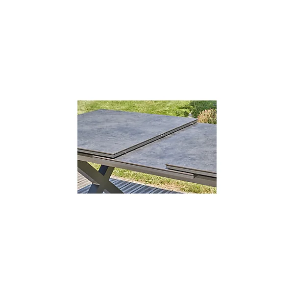 Table à rallonge rectangulaire en aluminium et verre extensible floride DCB Garden mat gris anthracite H. 77cm x l. 100cm