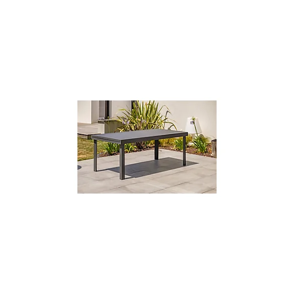 Table à rallonge rectangulaire en aluminium extensible Copenhague DCB Garden mat gris anthracite H. 75cm x l. 100cm