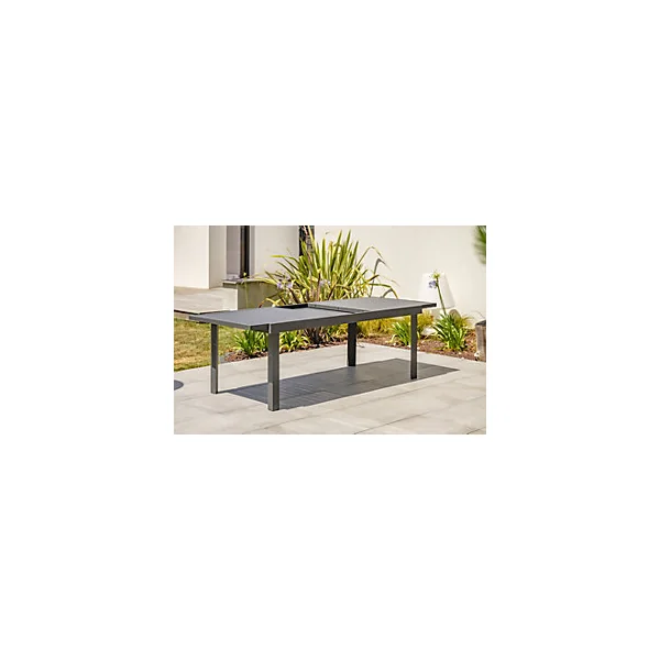 Table à rallonge rectangulaire en aluminium extensible Copenhague DCB Garden mat gris anthracite H. 75cm x l. 100cm