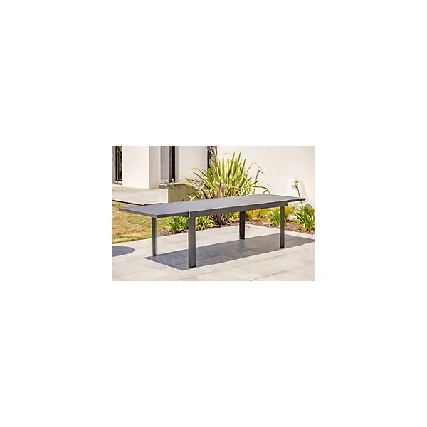 Table à rallonge rectangulaire en aluminium extensible Copenhague DCB Garden mat gris anthracite H. 75cm x l. 100cm