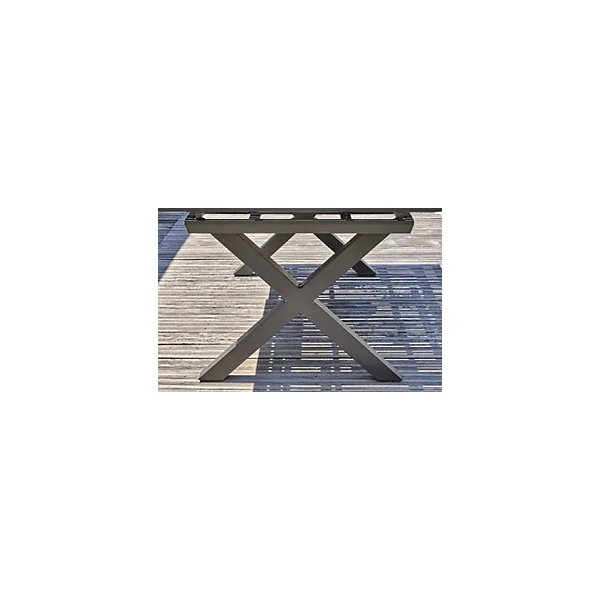 Table à rallonge rectangulaire en aluminium extensible floride DCB Garden mat gris anthracite et effet bois H. 77cm x l. 100cm