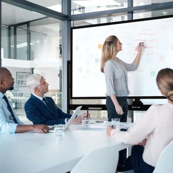 Tableau Blanc Mobile Magnétique Double Face avec 6 Marqueurs 12 Aimants et 1 Gomme pour Bureau Blanc/Noir
