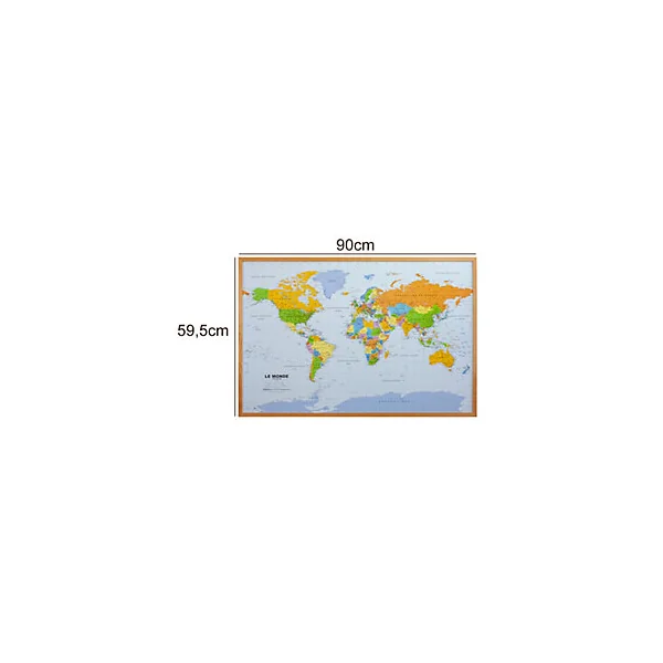 Tableau liège carte du monde L.90 x l.60 cm